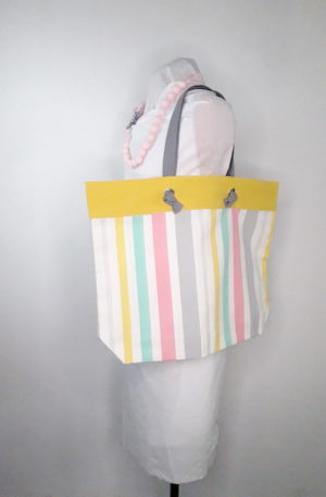 Sac cabas pliable rayures pastels
